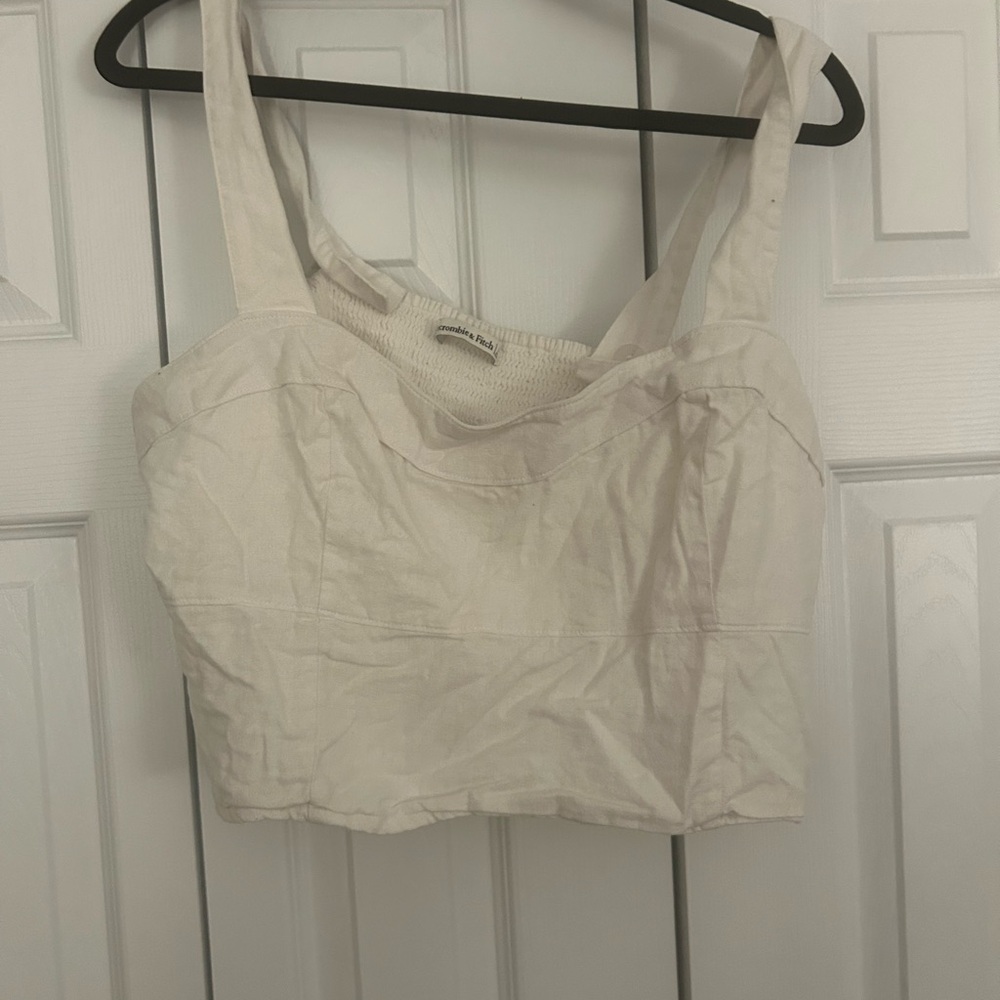 Abercrombie & Fitch Cream Crop Bustier Tank Top